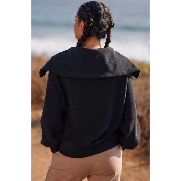 Varley Vine Half Zip Ribbed Ottoman Oversized Pullover Sweatshirt Black Size XS - Picture 2 of 9